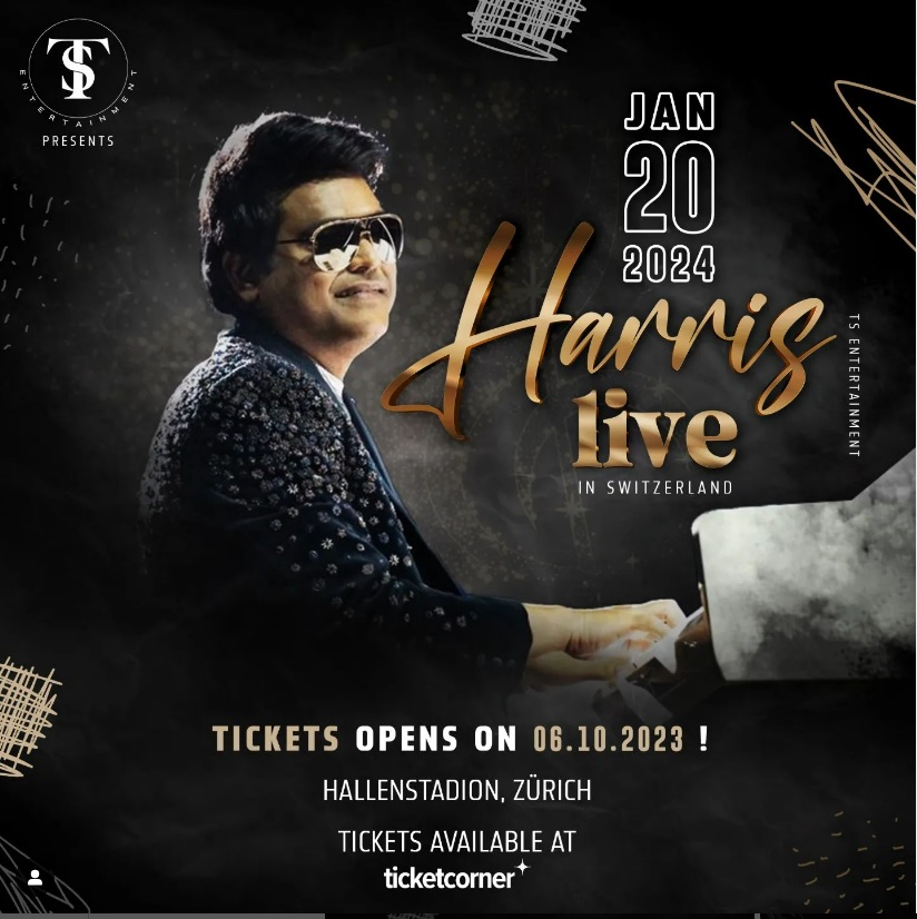 Harris Jayraj, Live Concert, Zurich, 20.Jan.2024 CANCELLED Indian